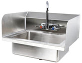Omcan Fabricated Hand Sink with Side Splashes, 4″ Gooseneck Faucet and Drain Basket